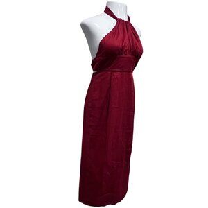 Banana Republic Lisa Linen Halter Midi Dress, Red Embers, 0